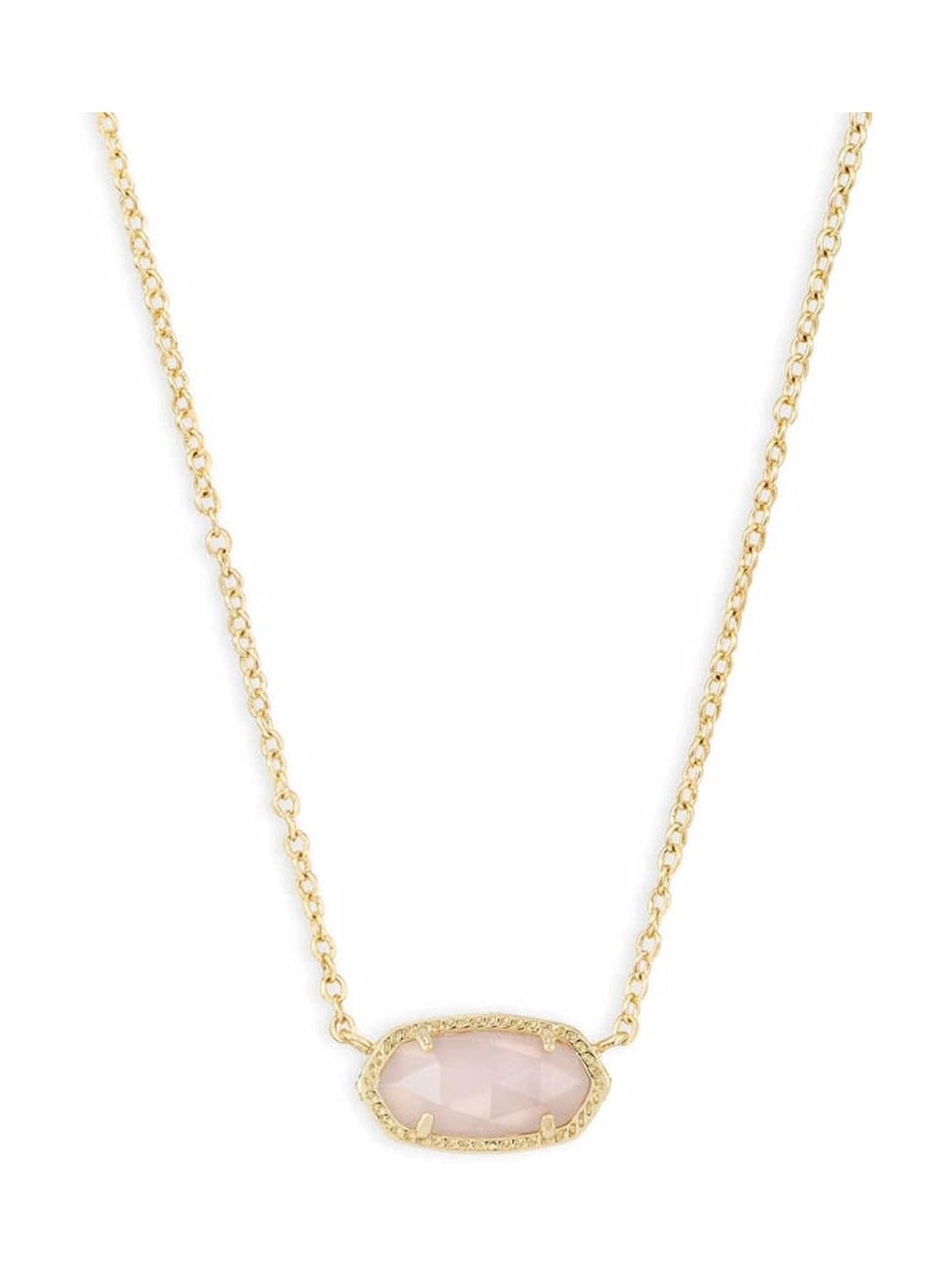 Kendra Scott Gold Necklace with Light Pink Faceted Pendant - New